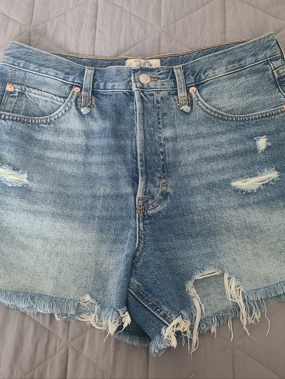 We the Free People Denim Shorts Size 30 Jeans Distressed Button Fly Cut Offs